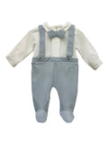 Conjunto de Tirantes Azul con Camisa Blanca y Pajarita