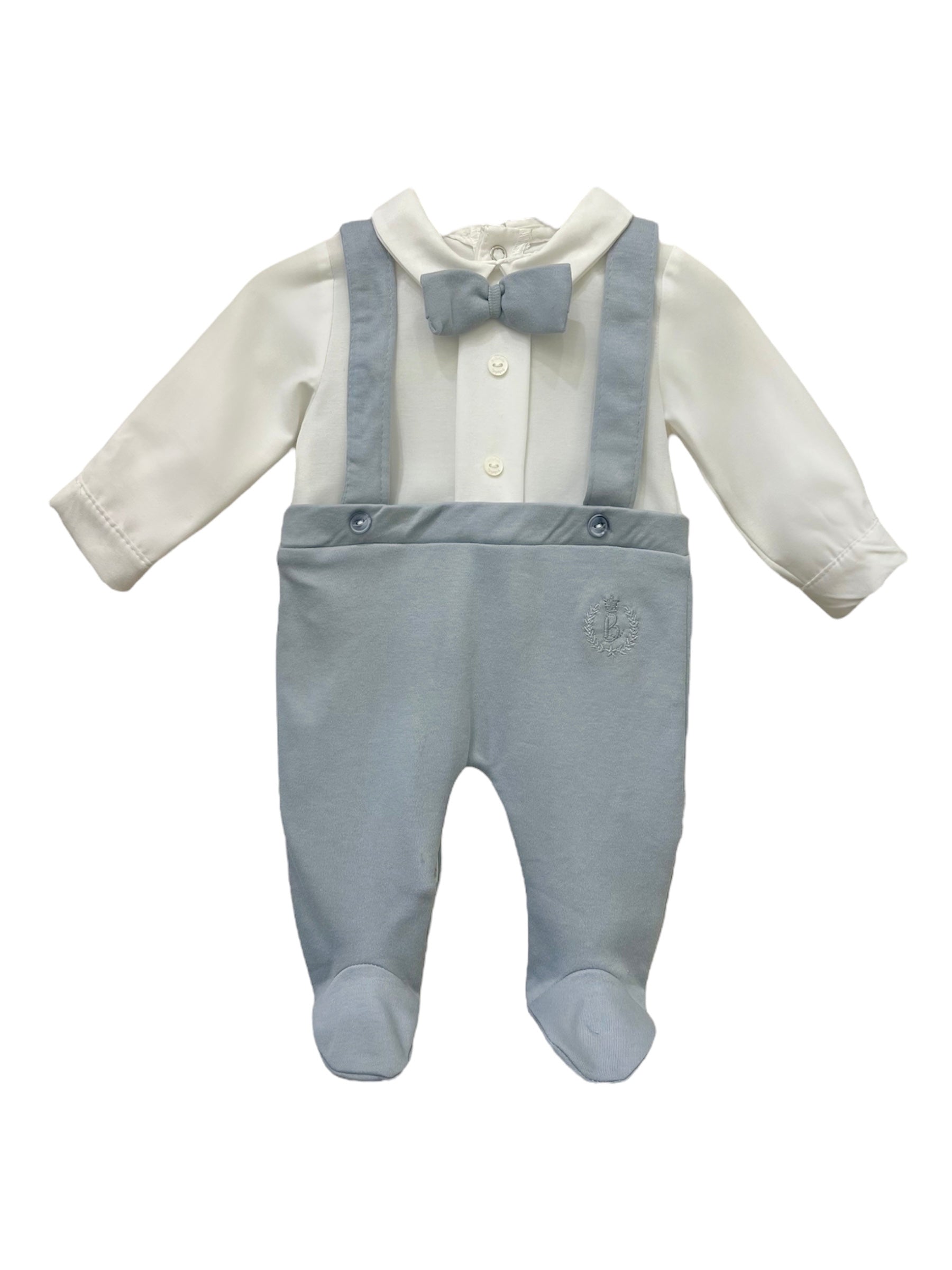 Conjunto de Tirantes Azul con Camisa Blanca y Pajarita