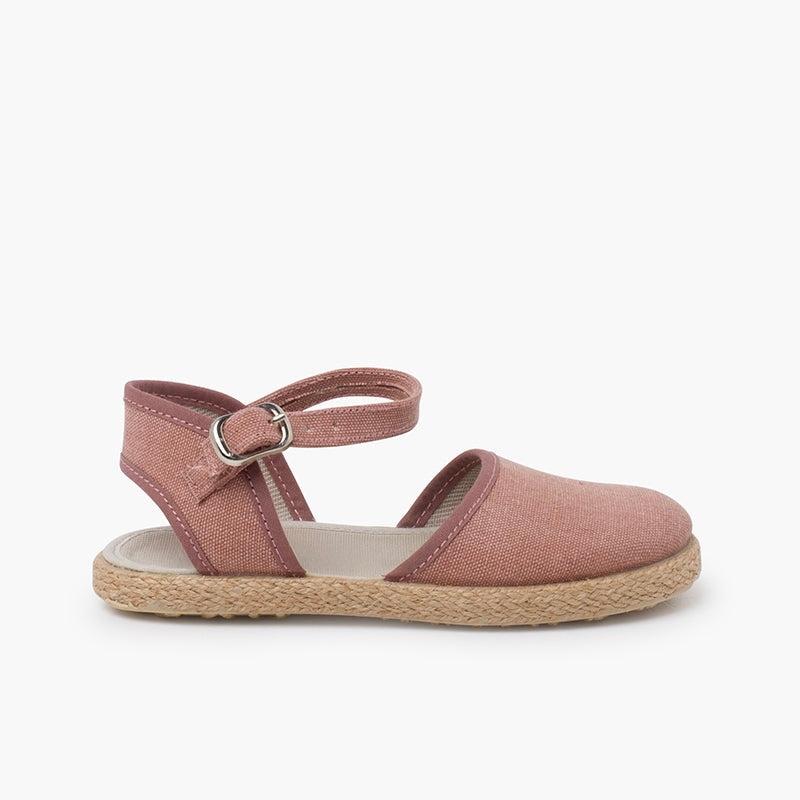 Espadrillas de Lona con Hebilla en Rosa Antique