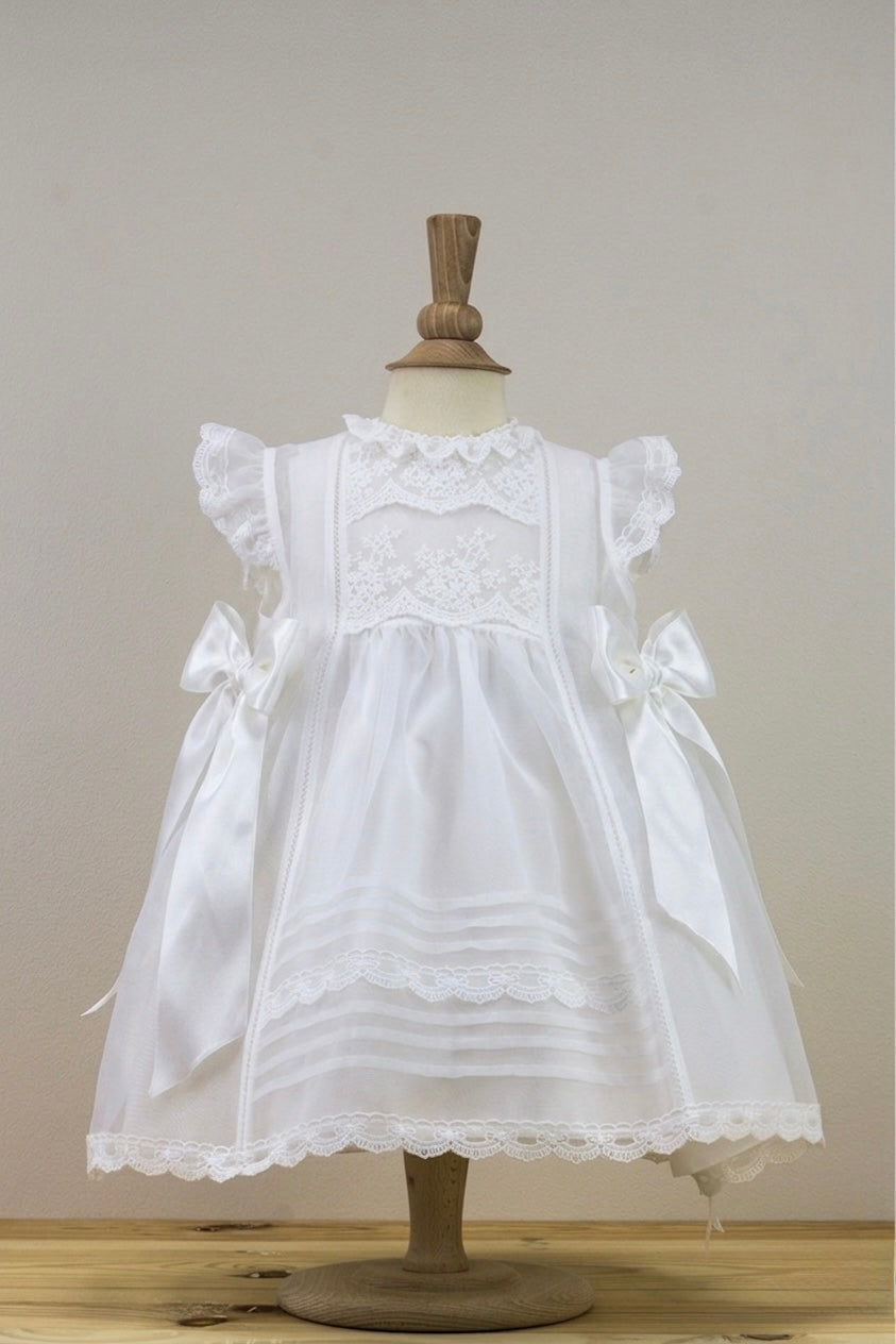 Mantilla Cristal con Encajes y Lazos Laterales de Razo