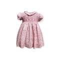 Vestido con Estampado Floral Rosa Nido de Abeja y Cuello Batista