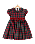 Vestido Clasico Tartan con Detalles en Terciopelo Rojo