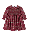 Vestido Granate Gomas Bellota con Cuello Batista