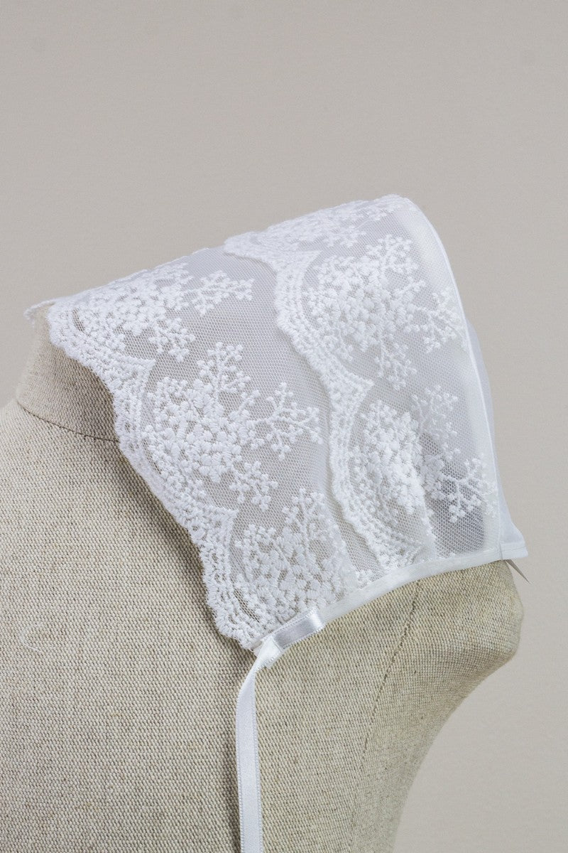 Faldellin Bautizo Cristal con Encajes Lazo de Razo y Capota a Juego