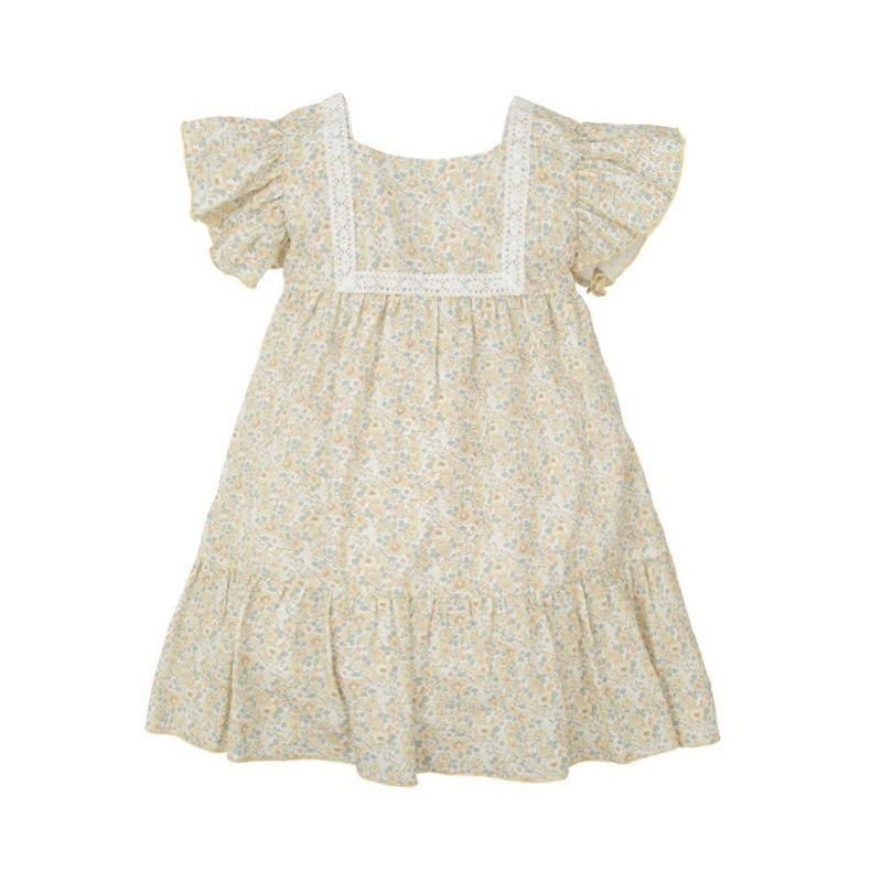 Vestido Estampado Floral con Mangas Volante Abrazo