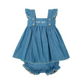 Jesusito Denim con Flores Bordadas y Cubre Panal a Juego