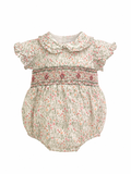 Bombacho con Estampado en Flores Verdes y Rosas Bordadas en Nido de Abeja Santa Lucía