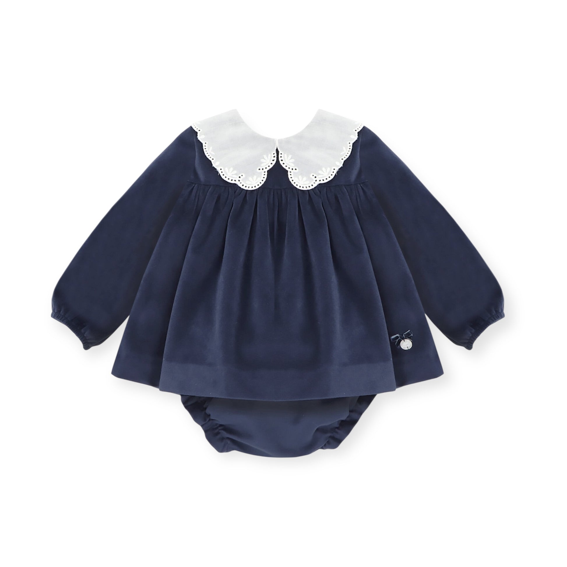 Jesusito Velvet Marino Cuello Oversize y Cubre Pañal a Juego