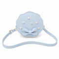Mini Cartera de Concha con Perlas Azul Bebe