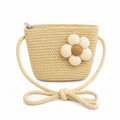 Cartera de Rafia con Beige con Flor