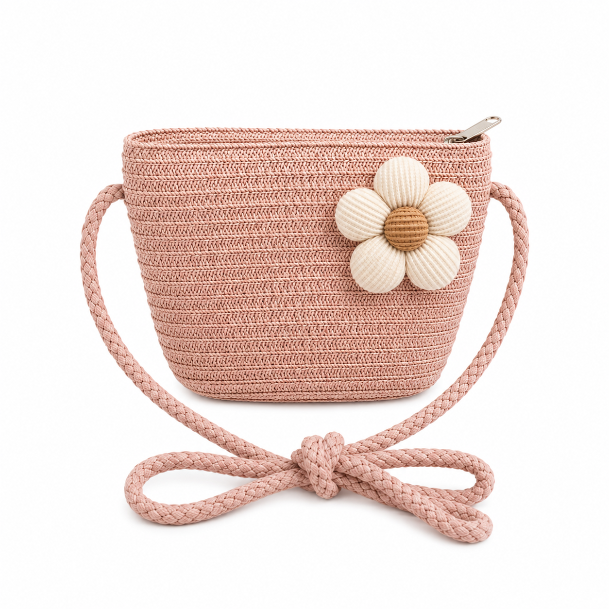 Cartera de Rafia con Rosa con Flor