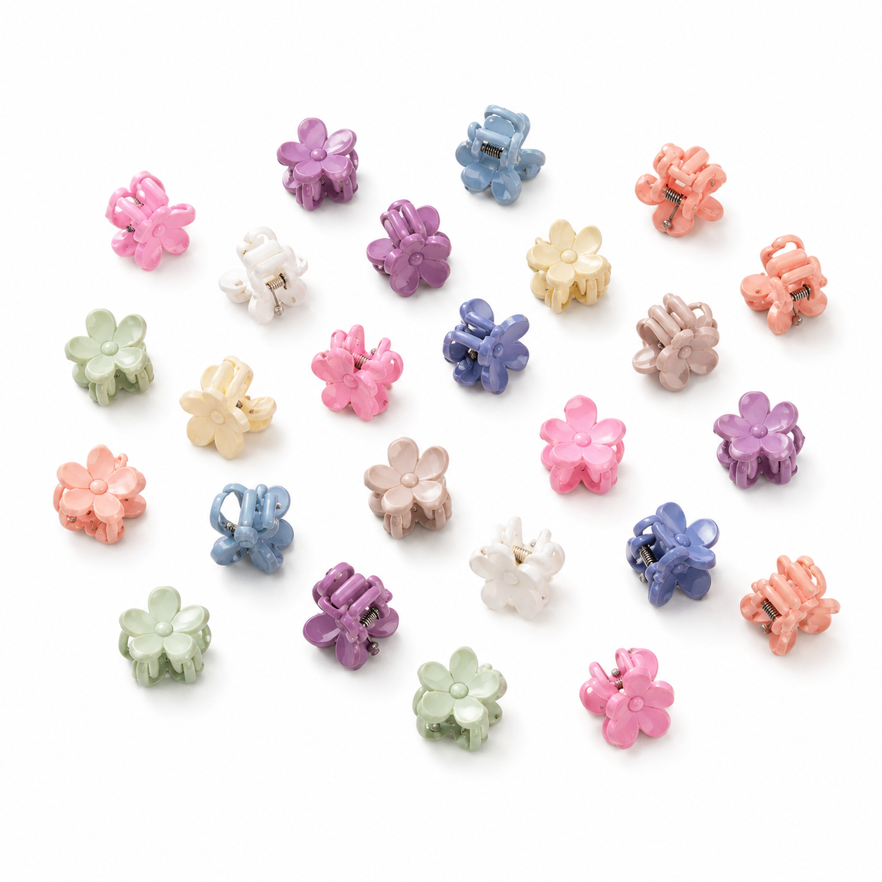 10 Mini Pinzas de Flor Pastel Multicolor