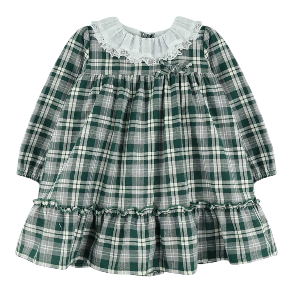 Vestido de Cuadros Verde Botella Cuello Batista