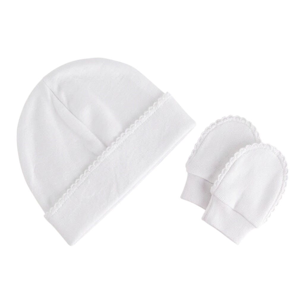 Set Blanco de Gorro y Manoplas