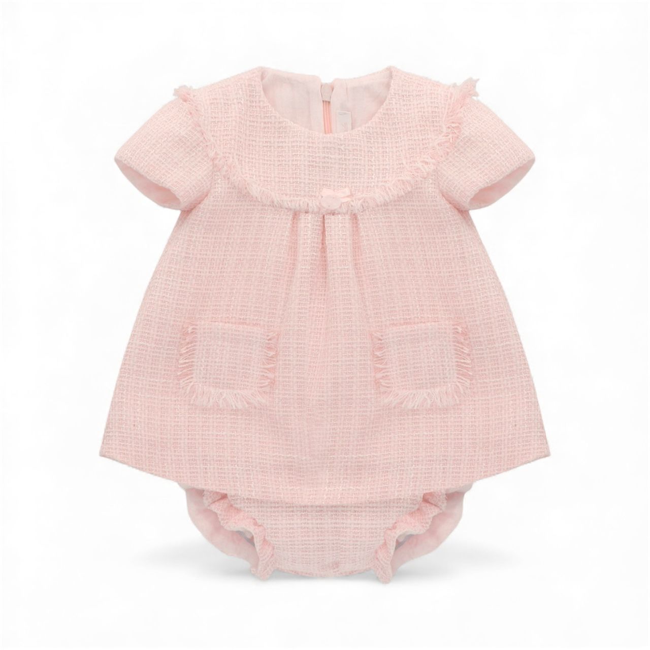 Jesusito Tweed Rosa con Destellos Plateados y Cubre Panal a Juego Derby