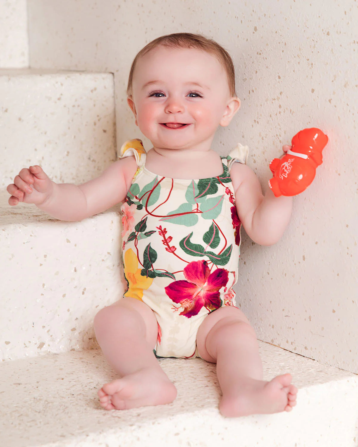 Traje de Baño Hibiscus Entero Vainilla