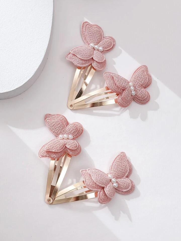 Par de Pinzas de Mariposas Rosa Palo
