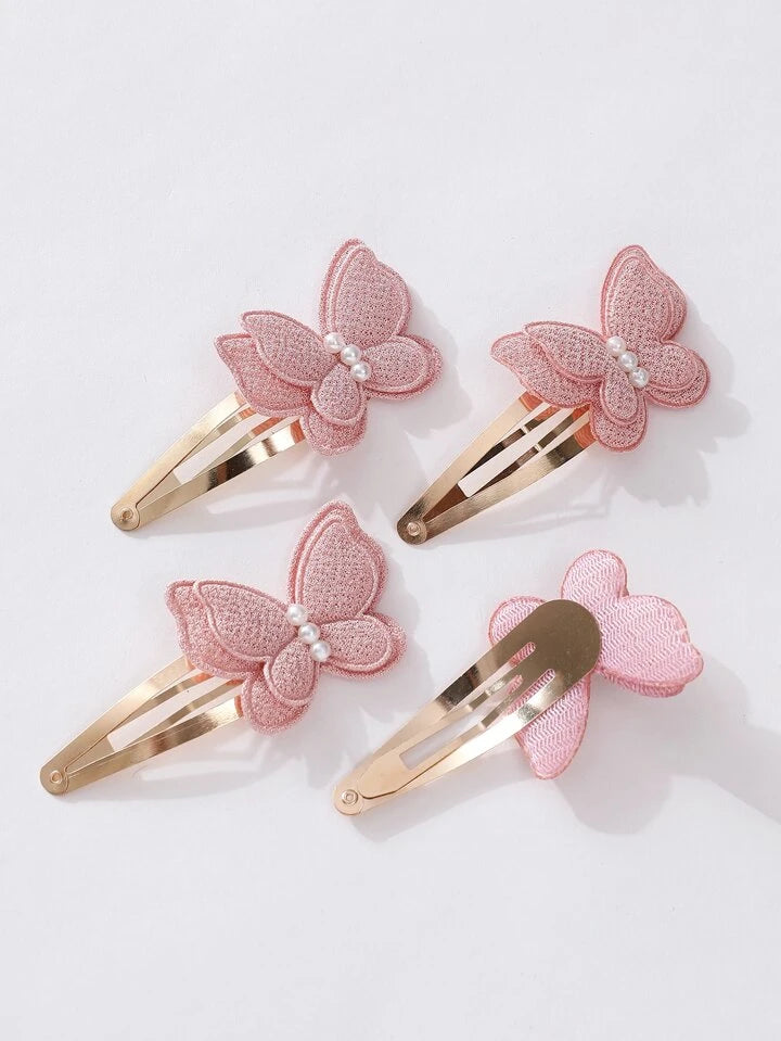 Par de Pinzas de Mariposas Rosa Palo