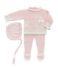 Conjunto Perle Rosa Palo con Lazo de Terciopelo en Crudo y Capota