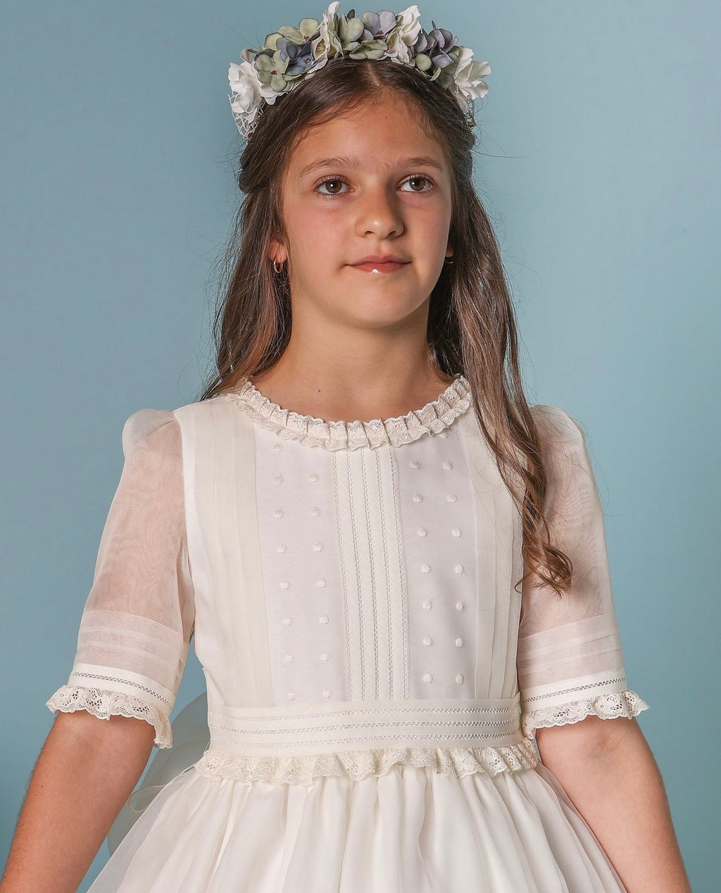 Vestido de Comunión Blanco en Tela Crystal