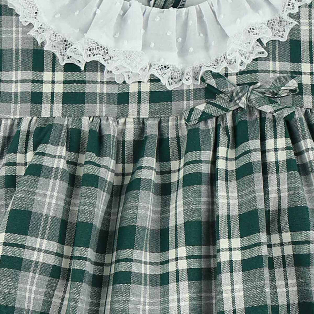 Vestido de Cuadros Verde Botella Cuello Batista