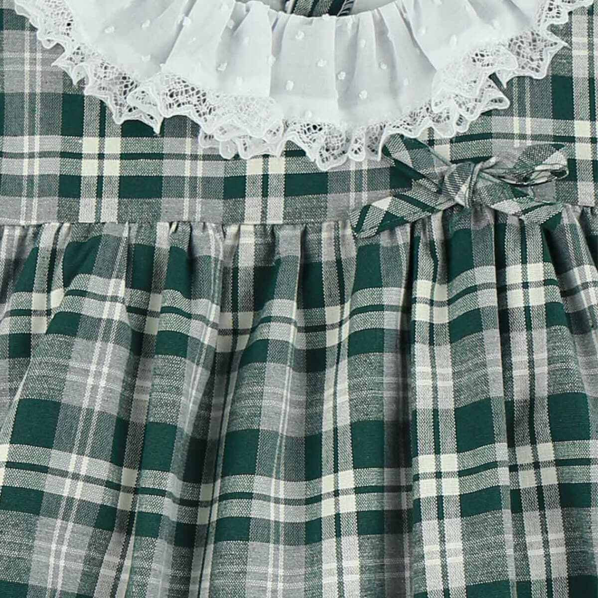 Vestido de Cuadros Verde Botella Cuello Batista