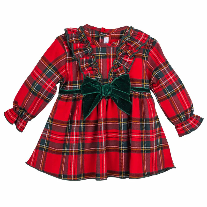 Vestido Tartan Rojo y Verde con Lazo Velvet