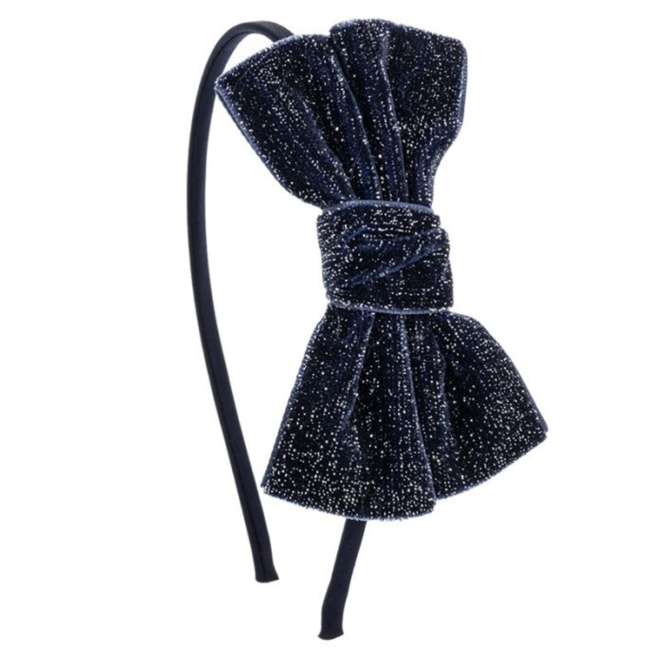 Cintillo con Lazo de Terciopelo con Glitter en Marino