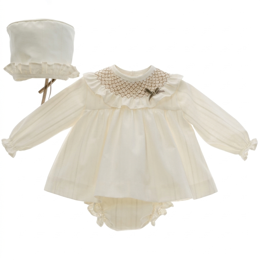 Jesusito Manga Larga Ceremonia con Nido de Abeja con Capota