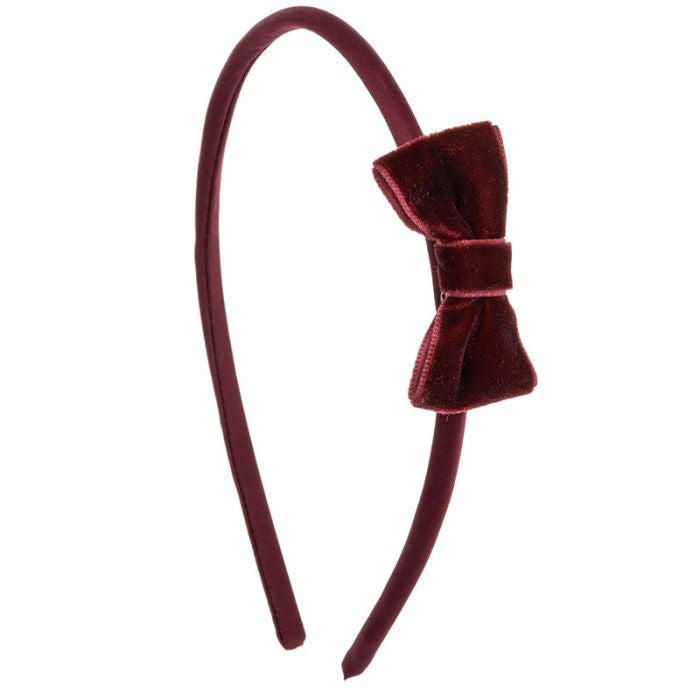 Cintillo con Lazo de Terciopelo Pequeño Granate