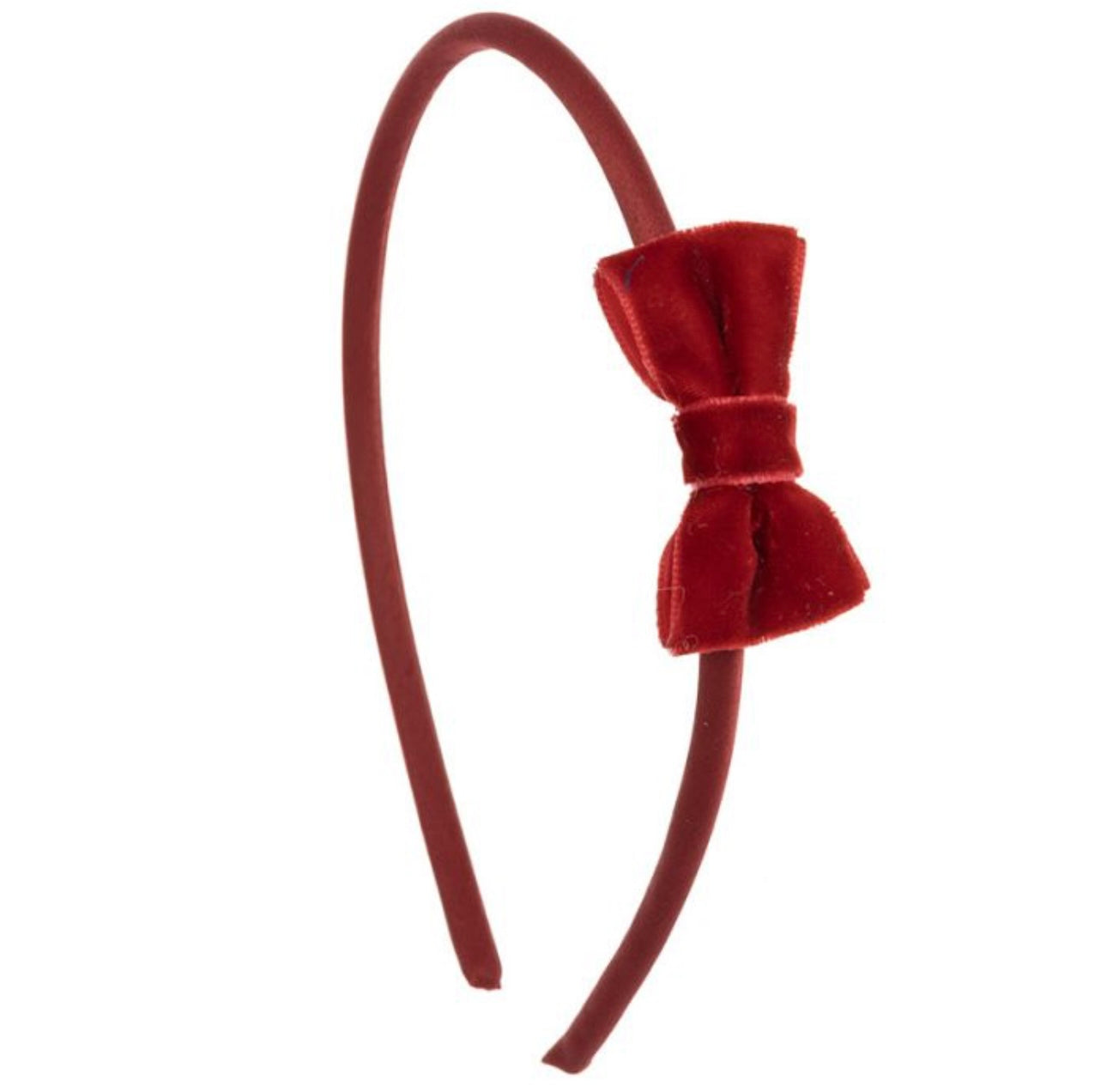 Cintillo con Lazo de Terciopelo Pequeño Rojo