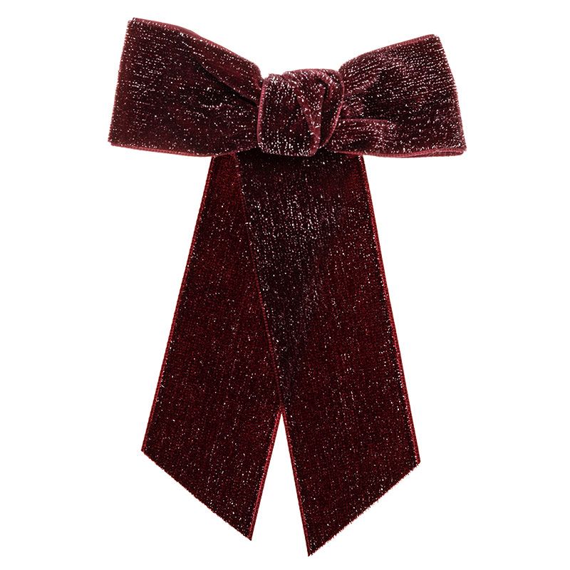 Pinza con Maxi Lazo en Terciopelo y Glitter en Granate