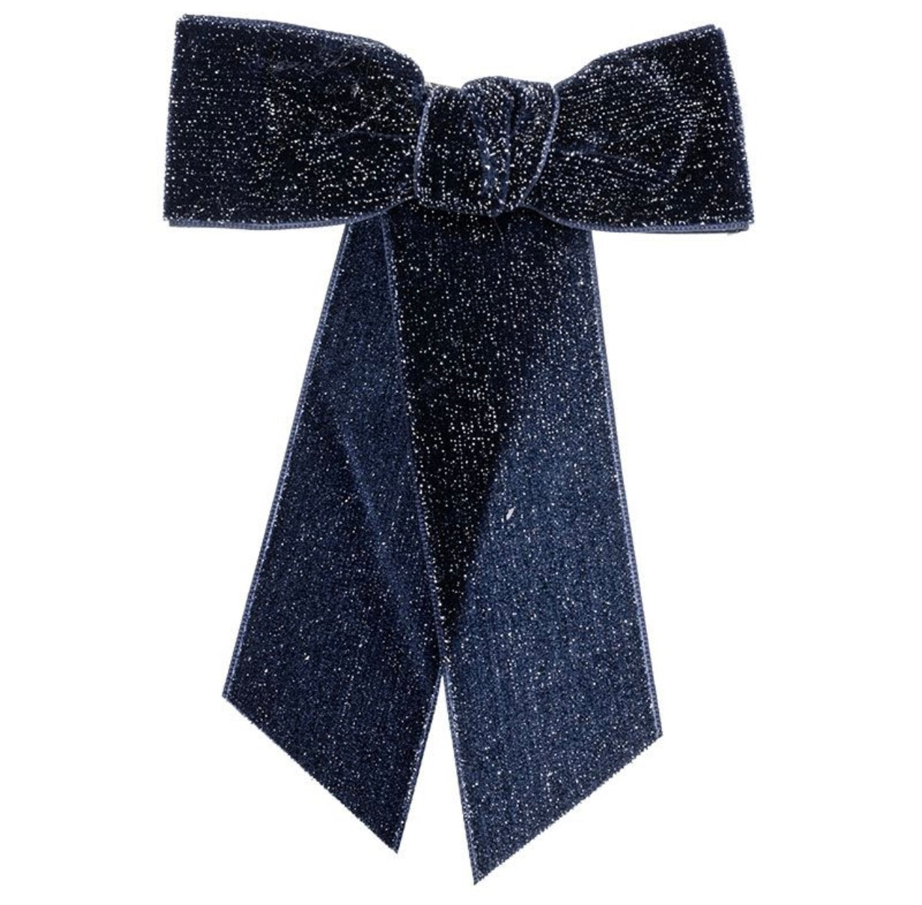 Pinza con Maxi Lazo en Terciopelo y Glitter en Marino