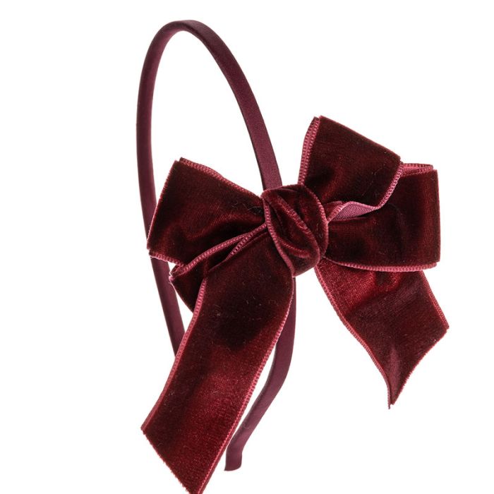 Cintillo con Lazo de Terciopelo Mediano Granate