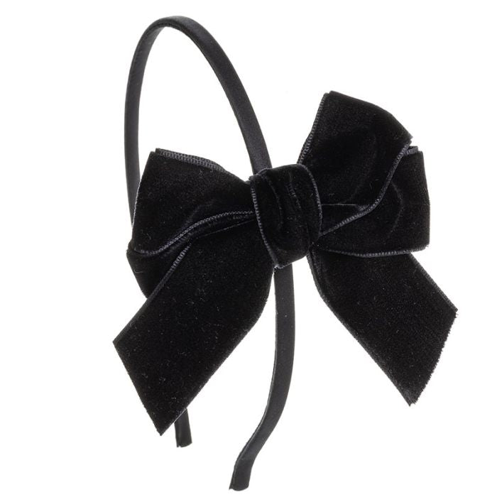 Diadema con Lazo de Terciopelo Mediano Negro