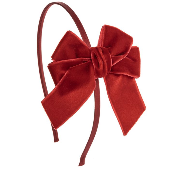 Cintillo con Lazo de Terciopelo Mediano Rojo