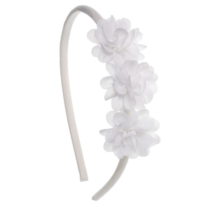 Diadema Suave con Trio de Flores Blanco