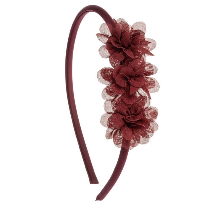 Cintillo Suave con Trio de Flores Granate
