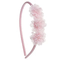 Diadema Suave con Trio de Flores Rosa Bebe