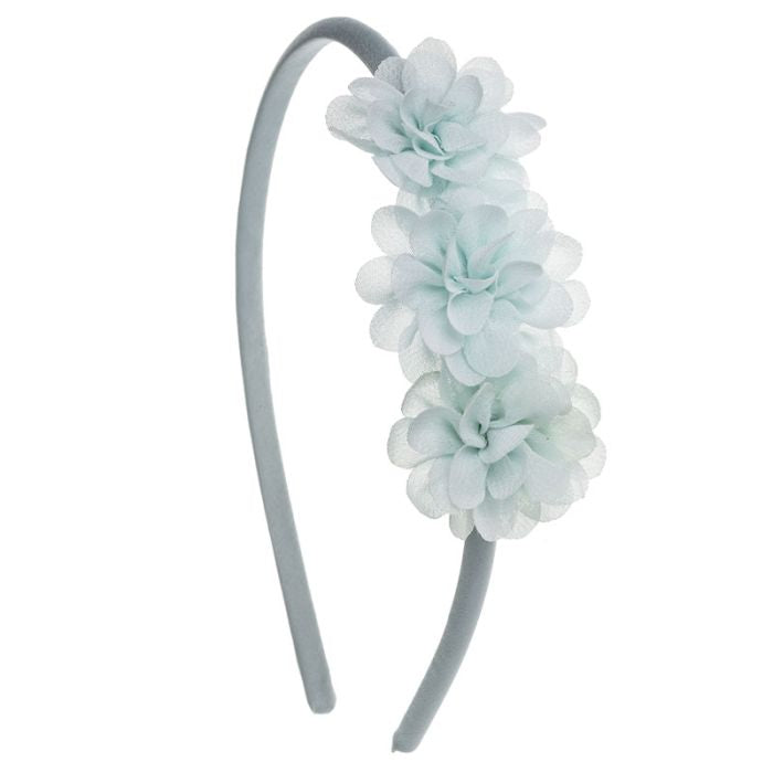 Cintillo Suave con Trio de Flores Turquesa