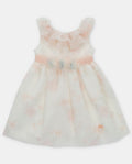 Vestido Ceremonia Cuello Batista en Muselina con Estampado Sutil