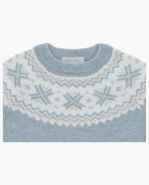 Suéter de Punto Jacquard Natale Azul Empolvado
