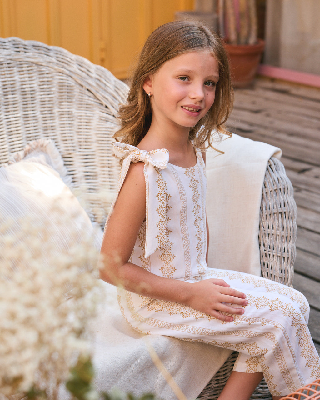 Jumpsuit Blanco Estampados con Tirantes
