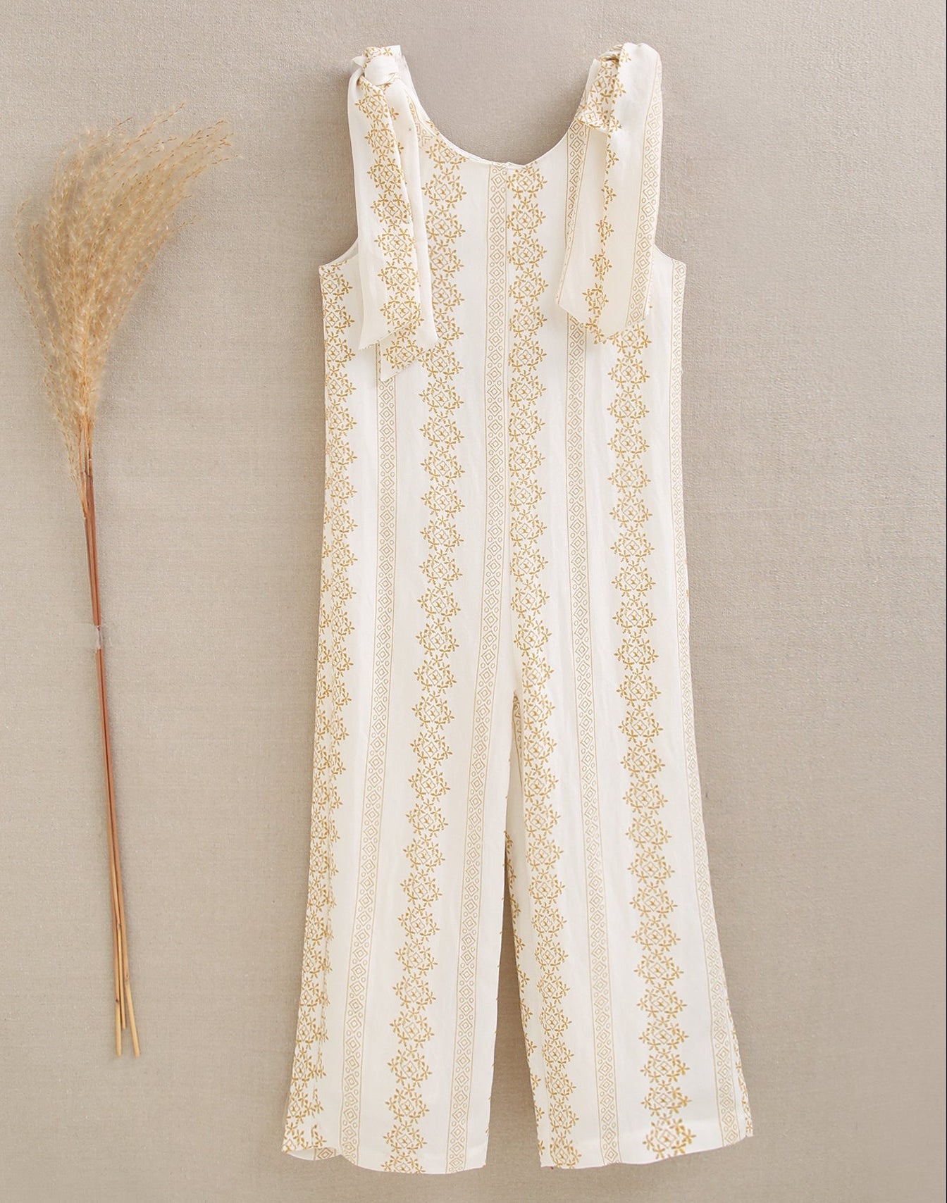 Jumpsuit Blanco Estampados con Tirantes