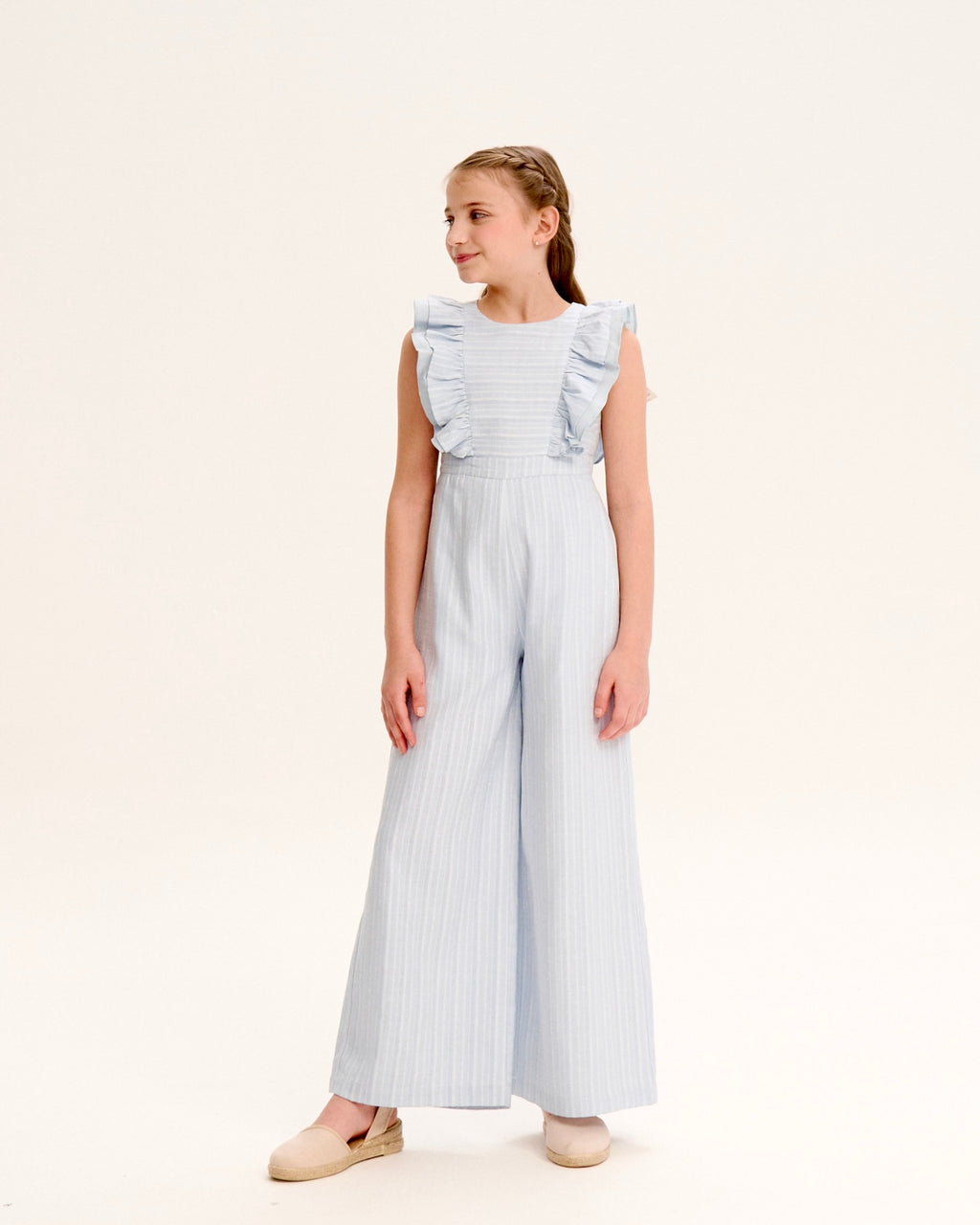 Jumpsuit de Rayas Azules y Volados