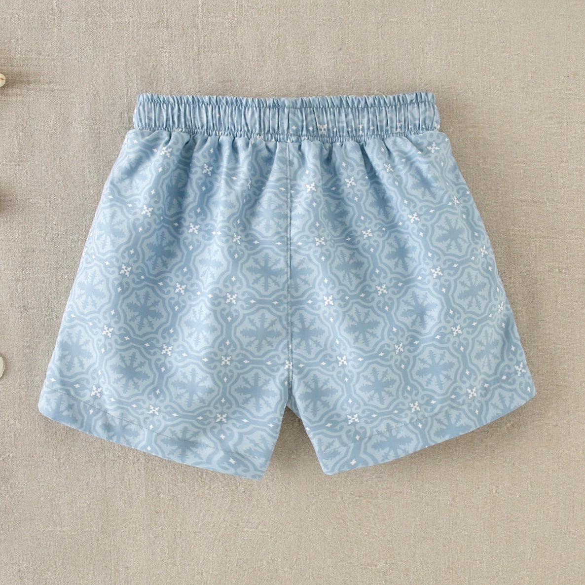 Short de Baño Estampado Grisáceo y Coral