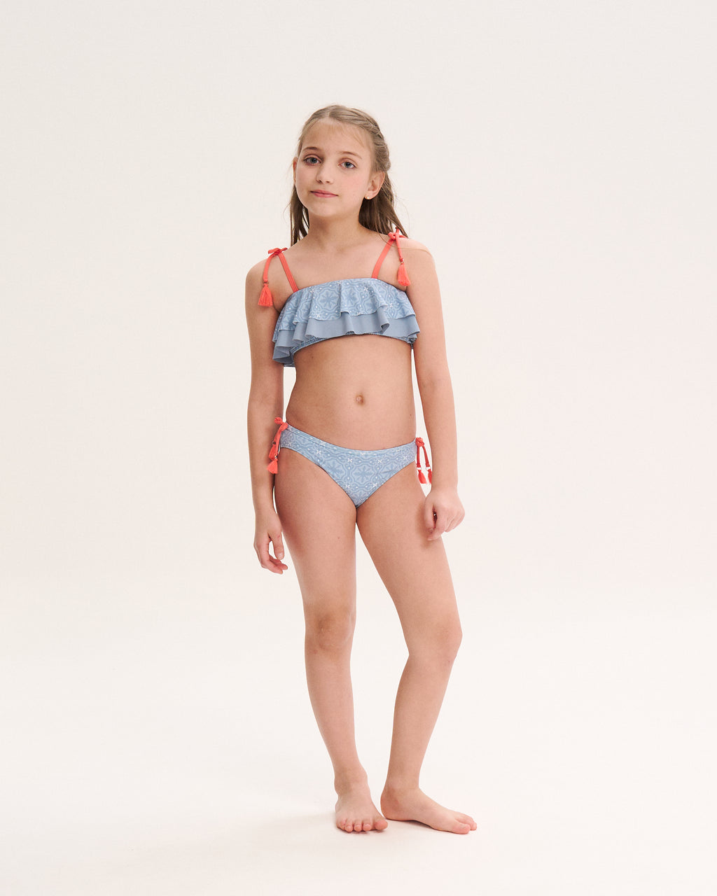 Bikini Estampado Grisáceo y Coral