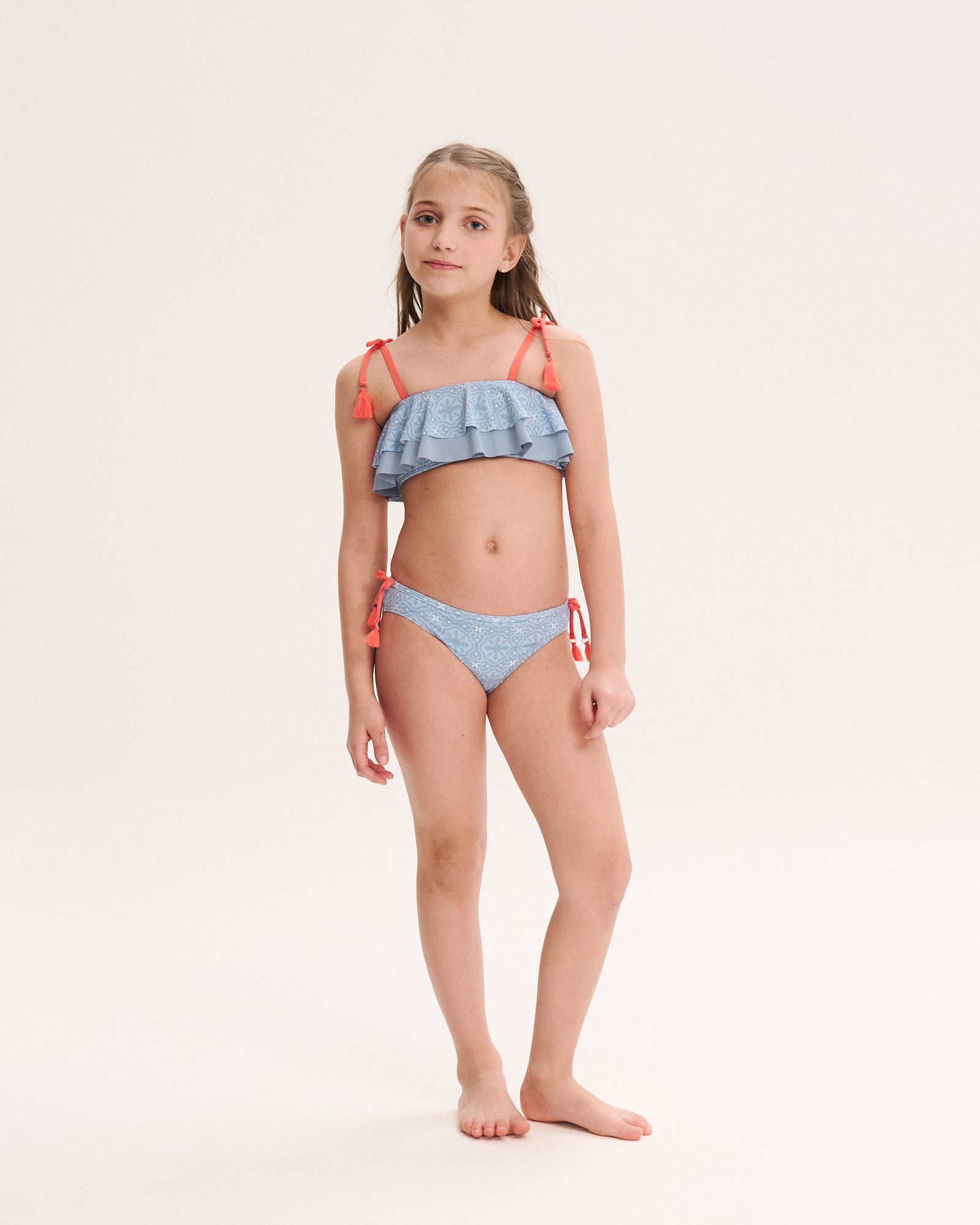 Bikini Estampado Grisáceo y Coral