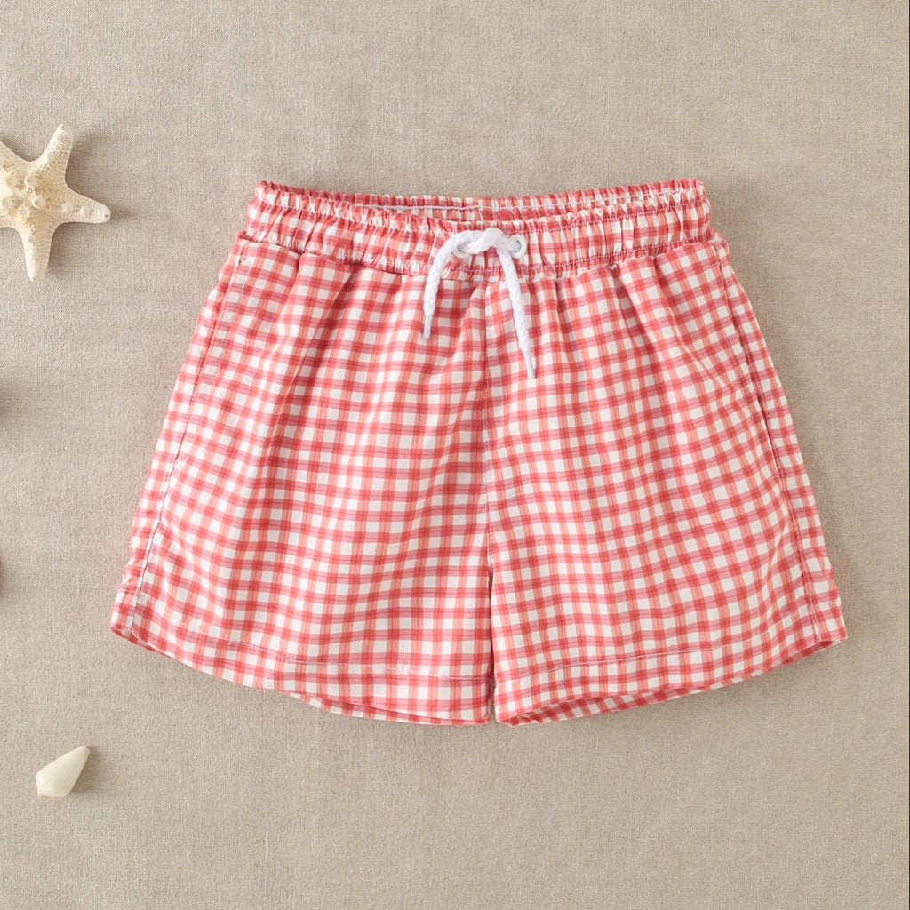 Short de Baño Cuadros Terracota
