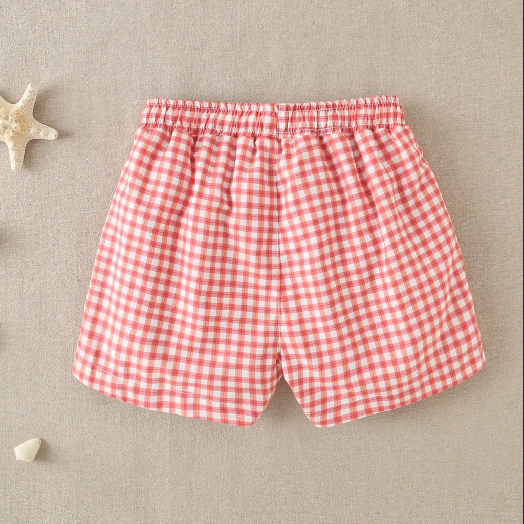 Short de Baño Cuadros Terracota